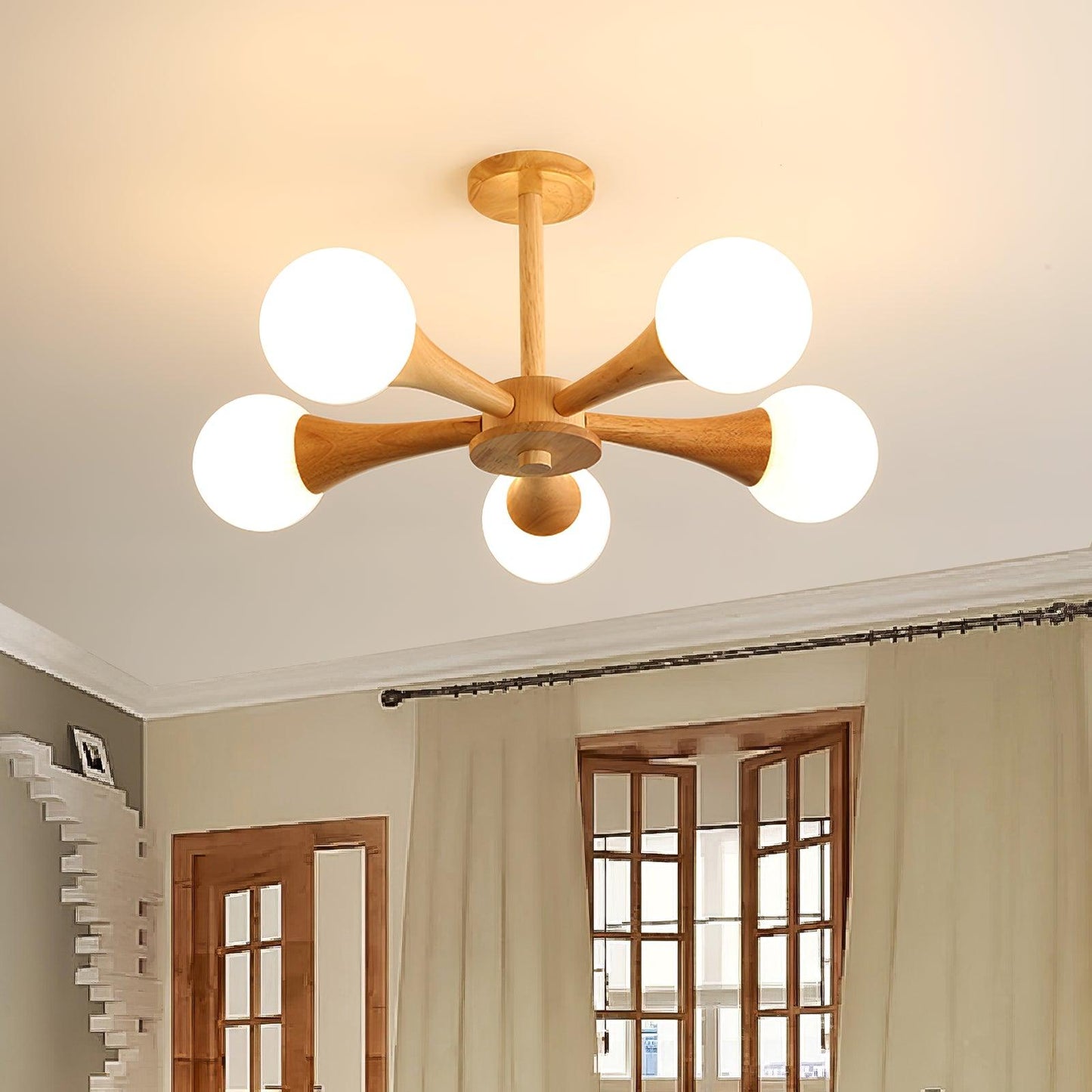 Nera Wooden Chandelier LED Light for Elegant Home Décor