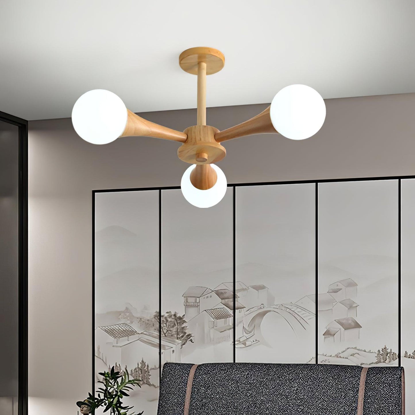 Nera Wooden Chandelier LED Light for Elegant Home Décor