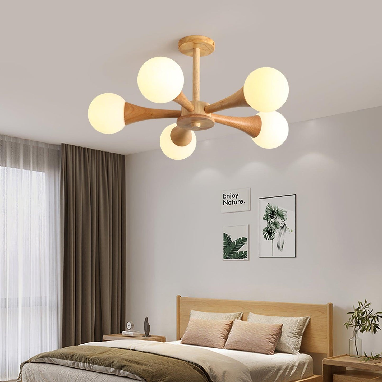 Nera Wooden Chandelier LED Light for Elegant Home Décor