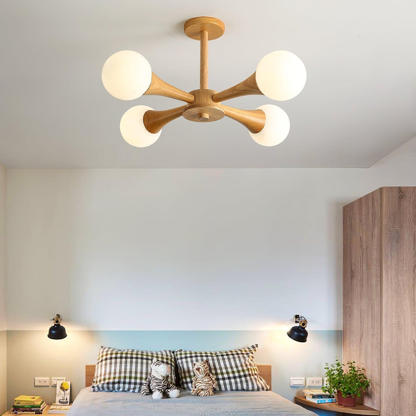 Nera Wooden Chandelier LED Light for Elegant Home Décor