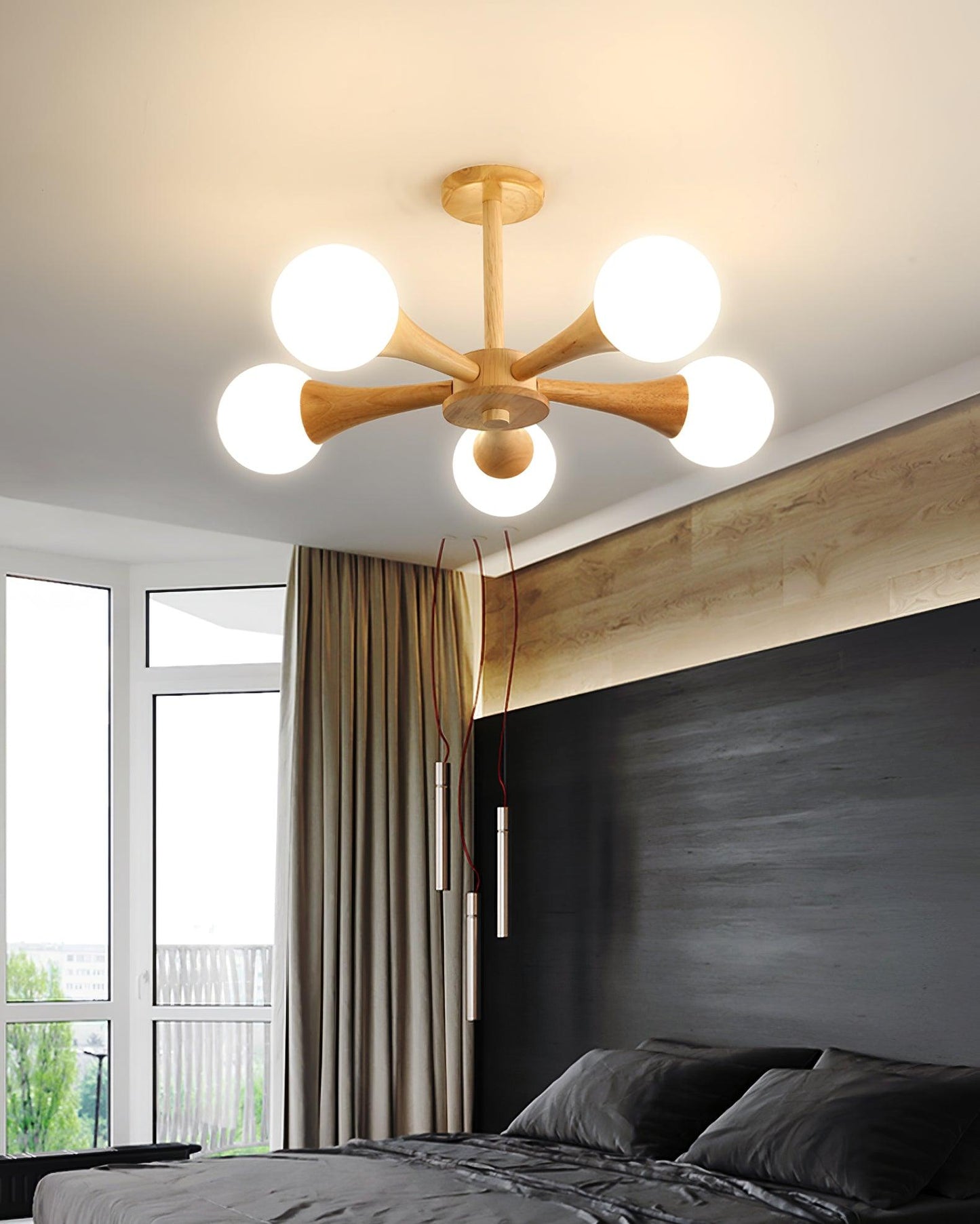 Nera Wooden Chandelier LED Light for Elegant Home Décor