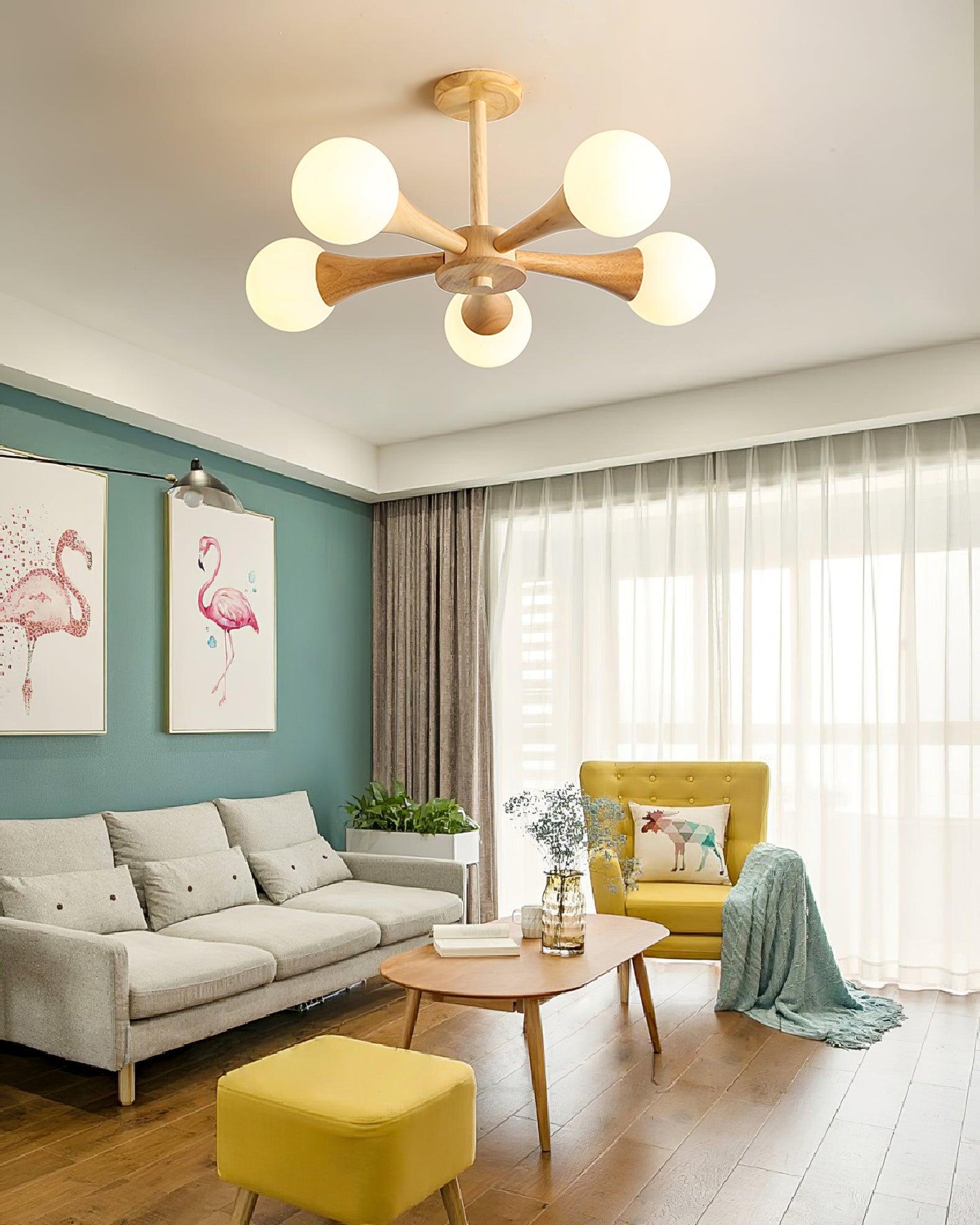 Nera Wooden Chandelier LED Light for Elegant Home Décor