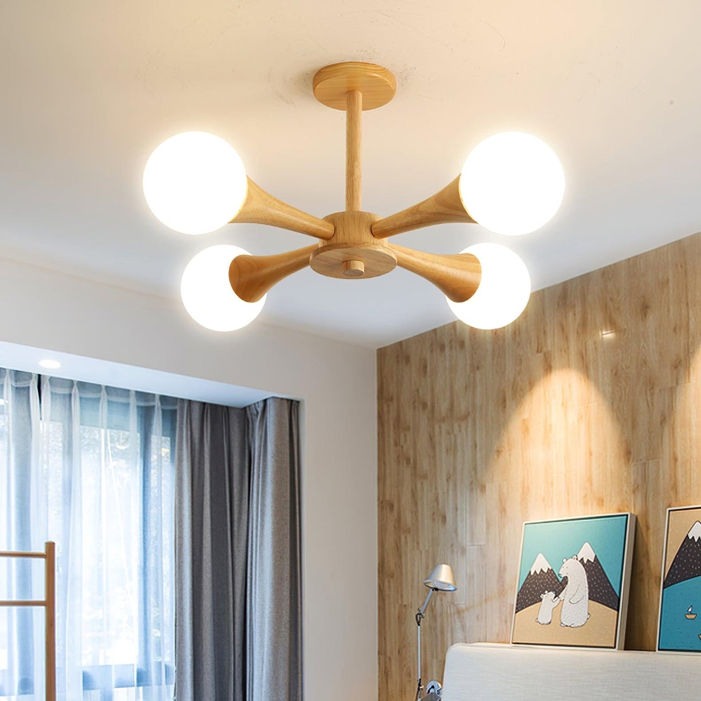 Nera Wooden Chandelier LED Light for Elegant Home Décor