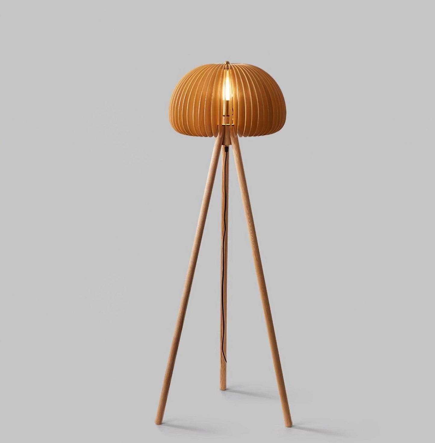 Wooden Pumpkin Floor Lamp with LED Light Indoor Decor