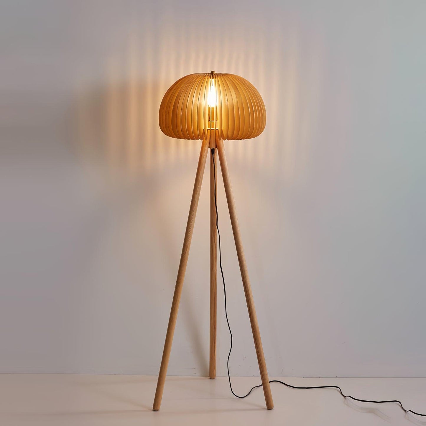 Wooden Pumpkin Floor Lamp with LED Light Indoor Decor
