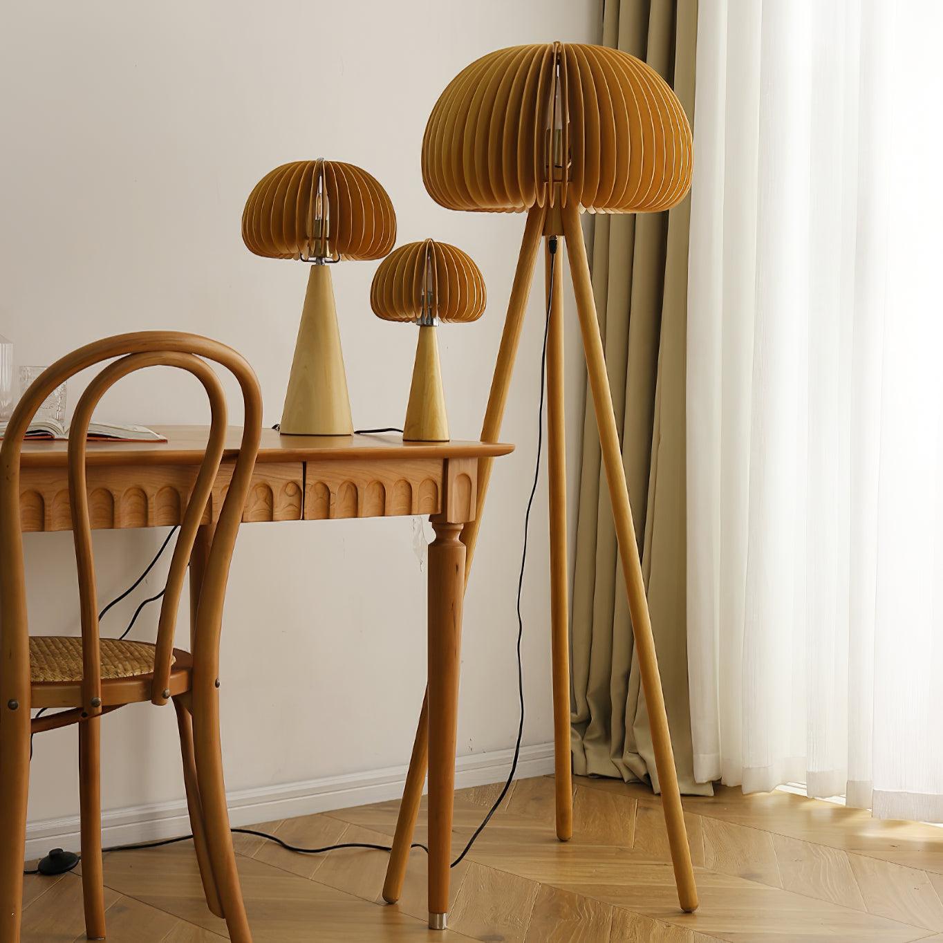 Wooden Pumpkin Floor Lamp with LED Light Indoor Decor