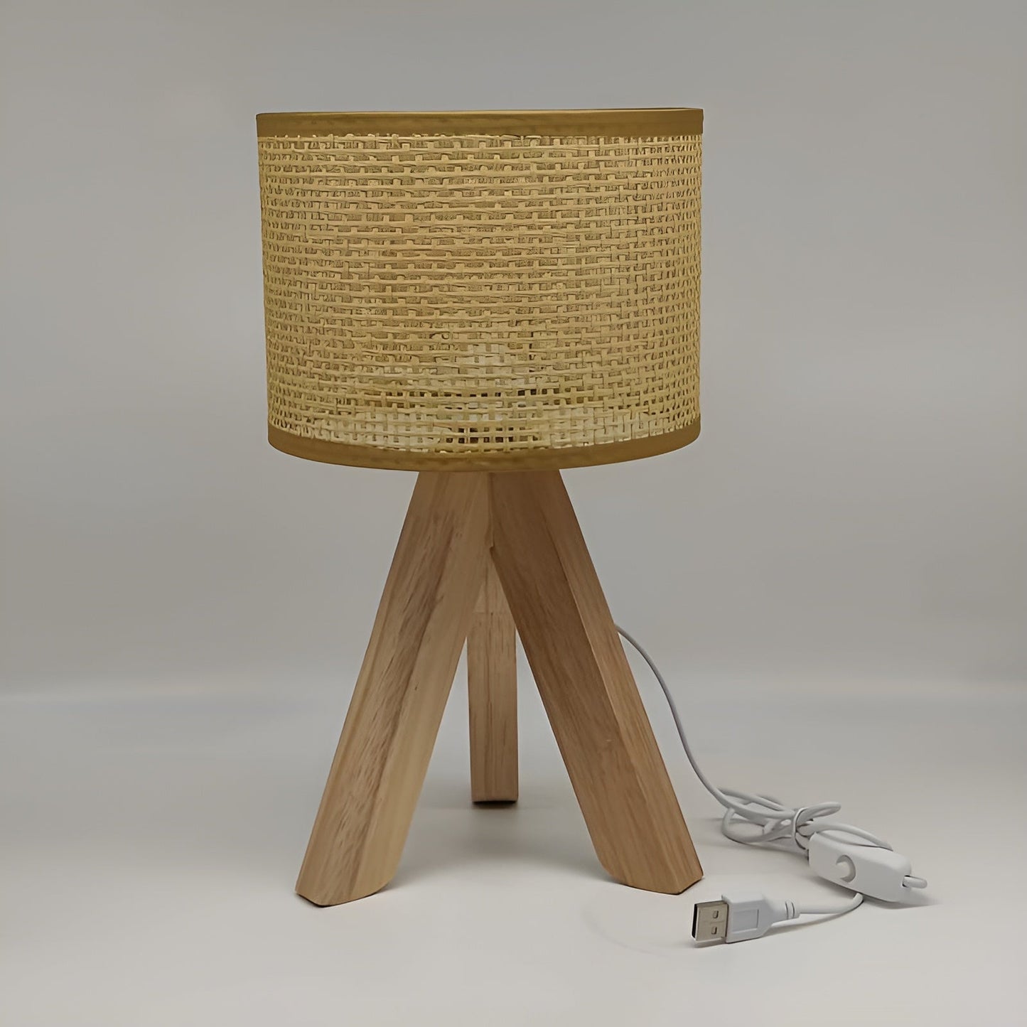 Rattan Table Lamp with USB and LED - Stylish Eco-Friendly Design