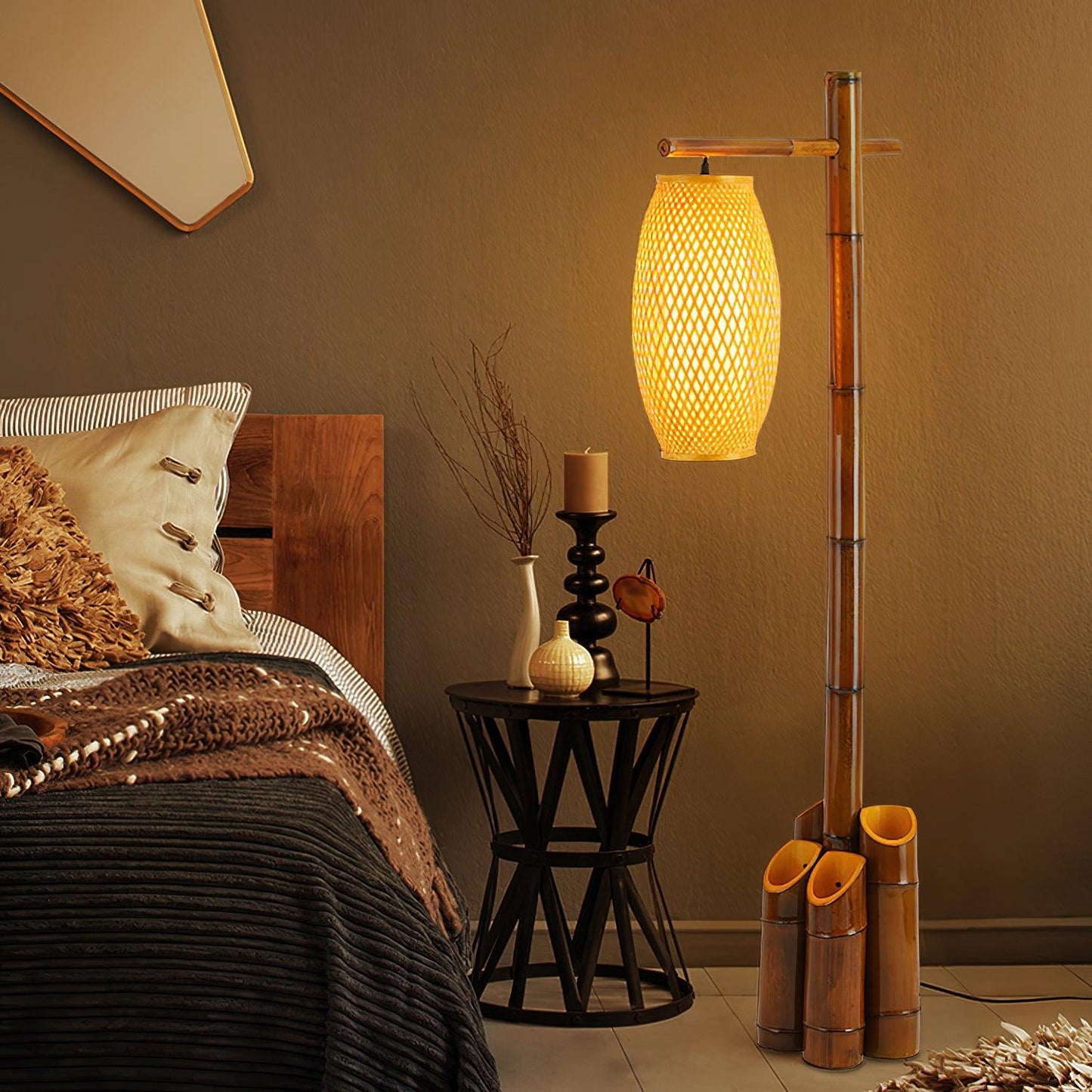 Zen Bamboo Tube Floor Lamp - LED Indoor Lighting Decor