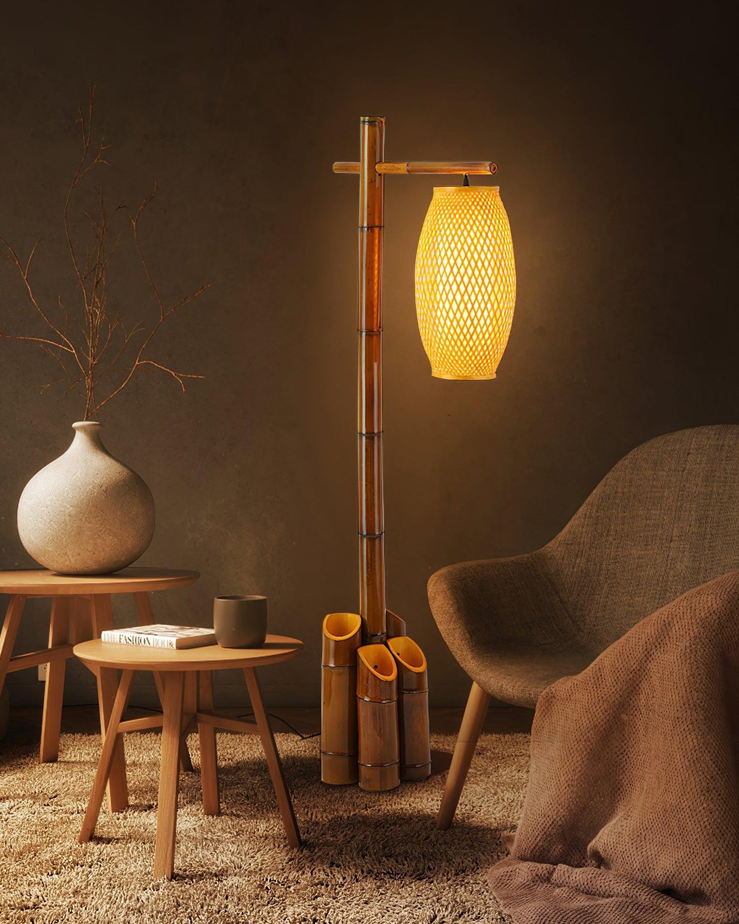 Zen Bamboo Tube Floor Lamp - LED Indoor Lighting Decor