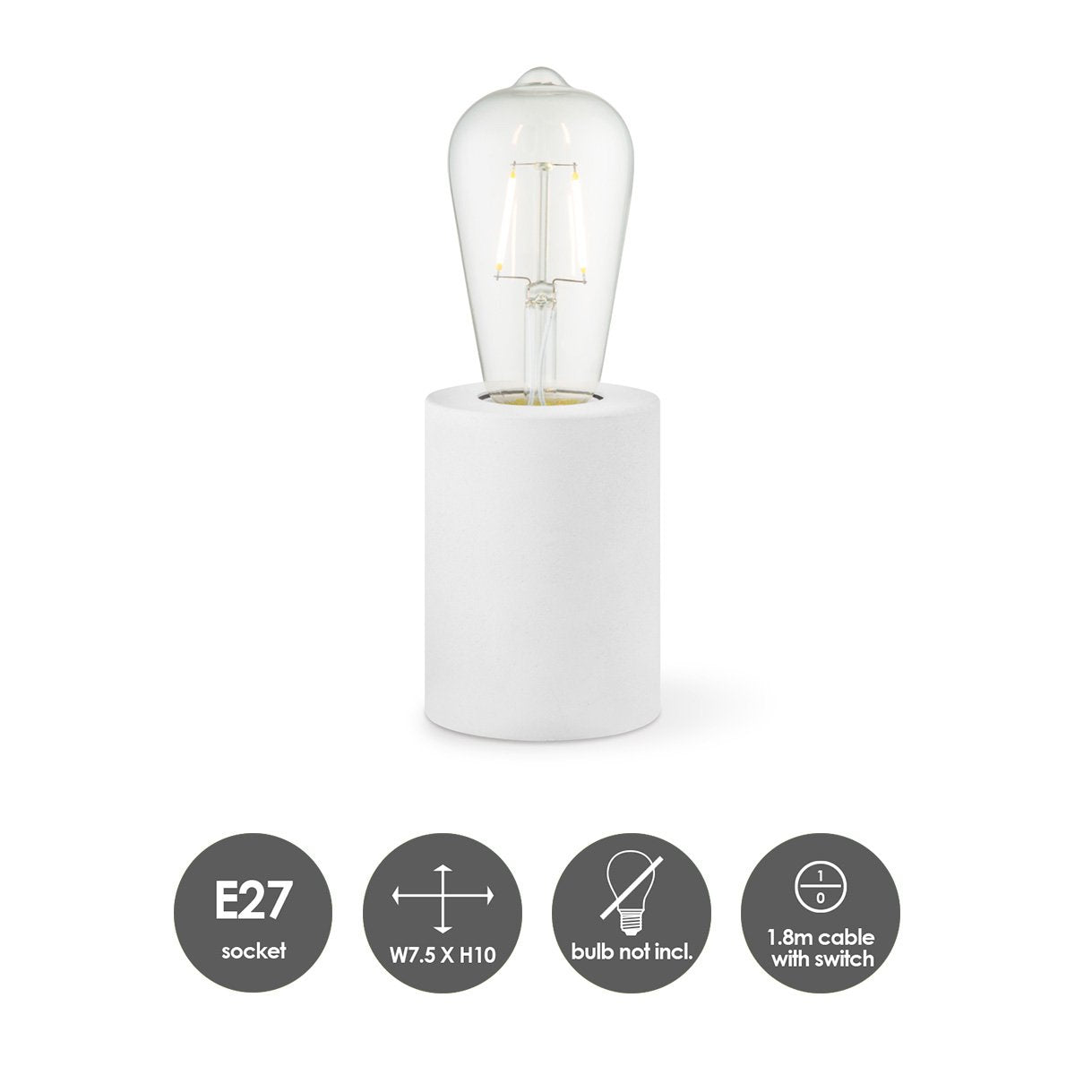 LumiCraft - Industrial White Table Lamp with E27 LED