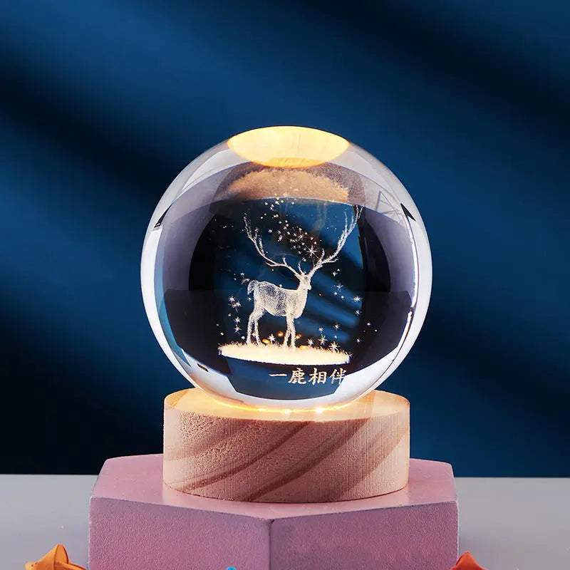 3D Crystal Night Lamp with LED Lighting - Adjustable Brightness
