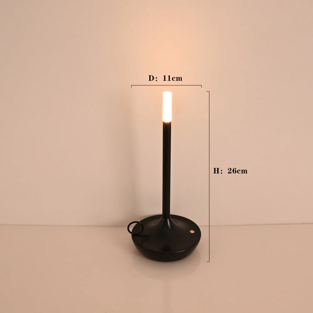 Rechargeable Candle Table Lamp - Modern Dimmable Light for Bedroom & Camping