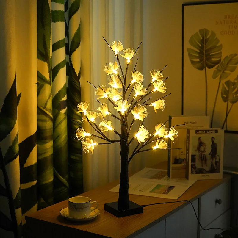 Frendorf Birch Fiber Optic Flower Tree Light - USB/Battery