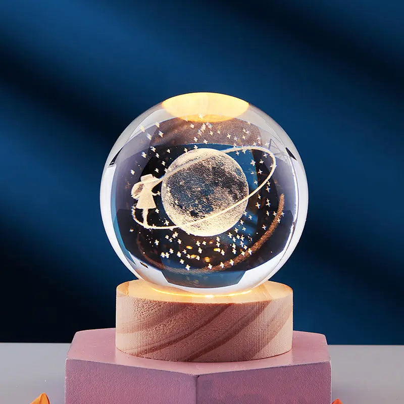 3D Crystal Night Lamp with LED Lighting - Adjustable Brightness