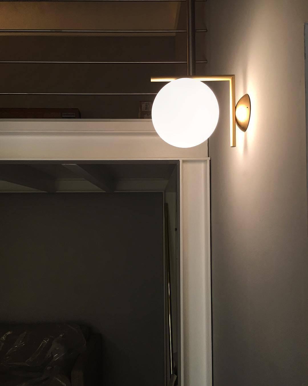 Blown Glass Opal Glass Wall Lamp - LED Metal & Glass Lighting