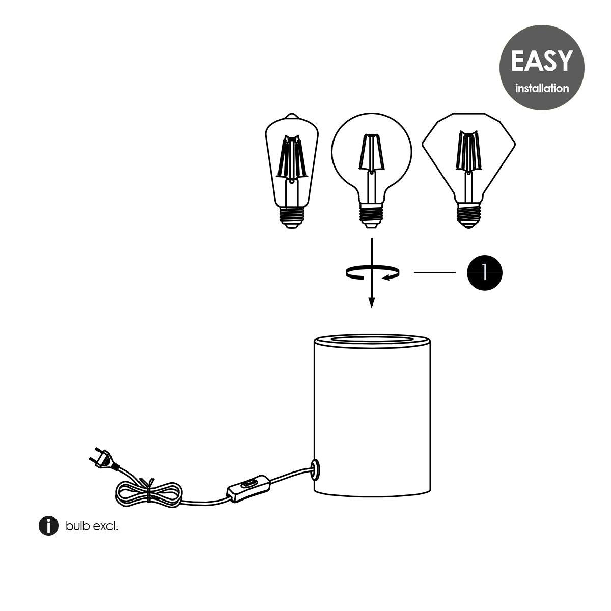 LumiCraft - Industrial White Table Lamp with E27 LED