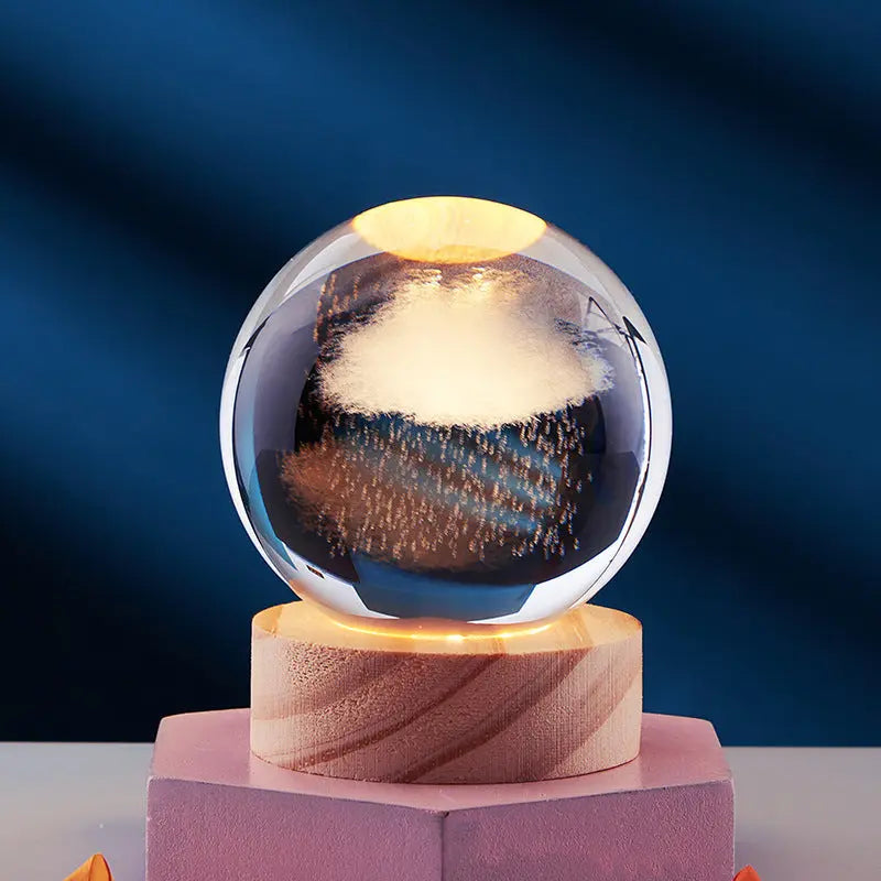 3D Crystal Night Lamp with LED Lighting - Adjustable Brightness