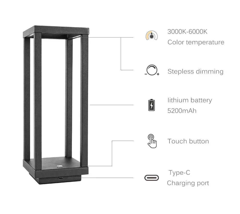 Wireless LED Touch Sensor Table Lamp - Dimmable & Rechargeable