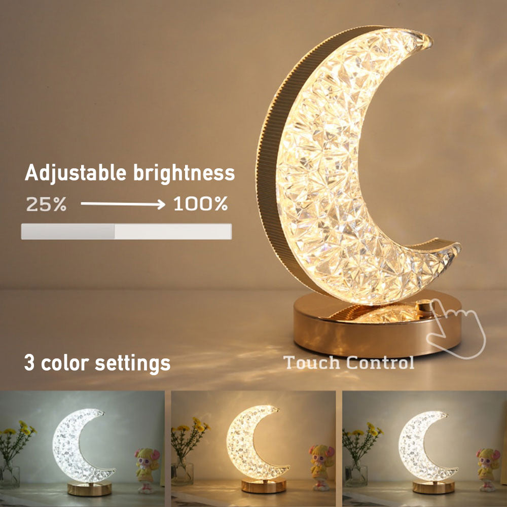 Kristall Half Moon Lamp - LED Dimmable Night Light