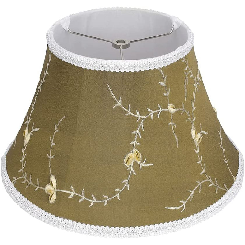 Medium Lamp Shade, Barrel Fabric Shade for Table and Floor Lamp, 7x13x7.8 Inch, Natural Linen, Handmade, Spider (White)