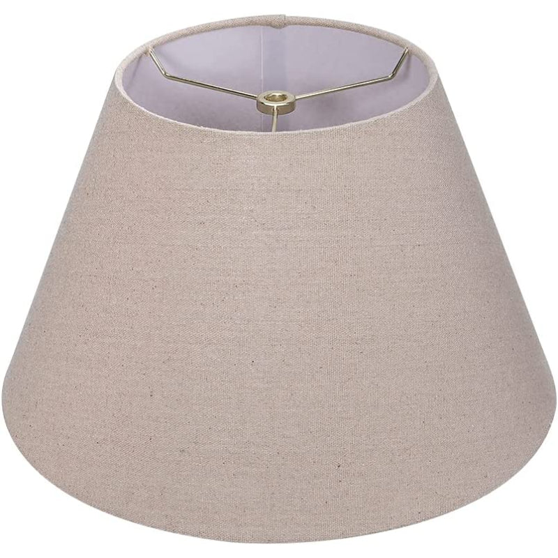 Medium Lamp Shade, Barrel Fabric Shade for Table and Floor Lamp, 7x13x7.8 Inch, Natural Linen, Handmade, Spider (White)