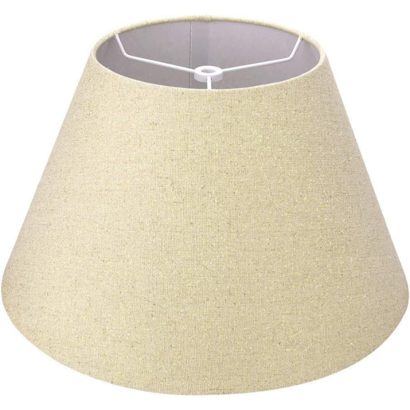 Medium Lamp Shade, Barrel Fabric Shade for Table and Floor Lamp, 7x13x7.8 Inch, Natural Linen, Handmade, Spider (White)