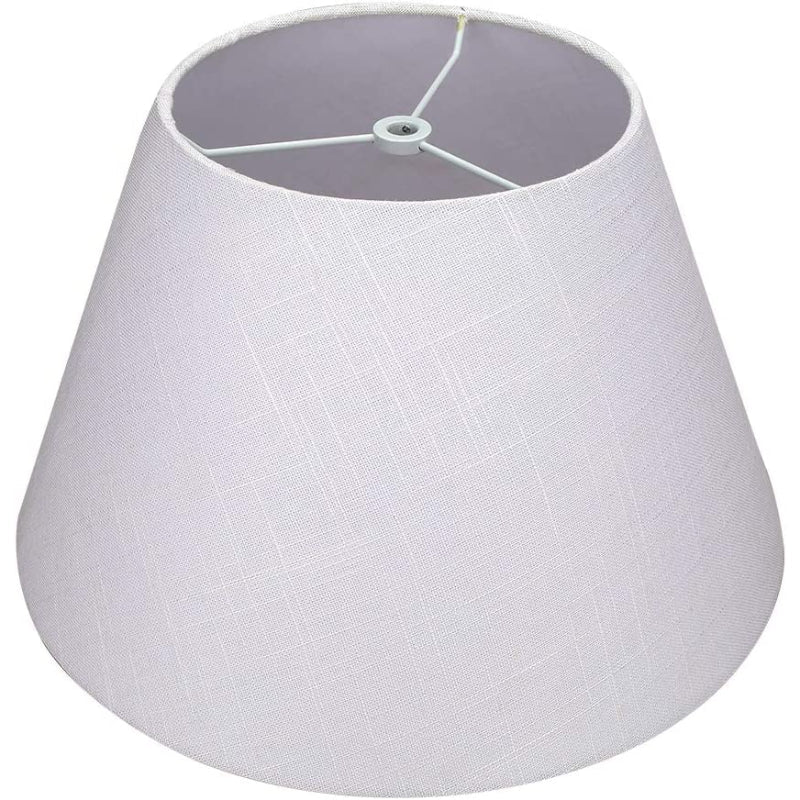 Medium Lamp Shade, Barrel Fabric Shade for Table and Floor Lamp, 7x13x7.8 Inch, Natural Linen, Handmade, Spider (White)