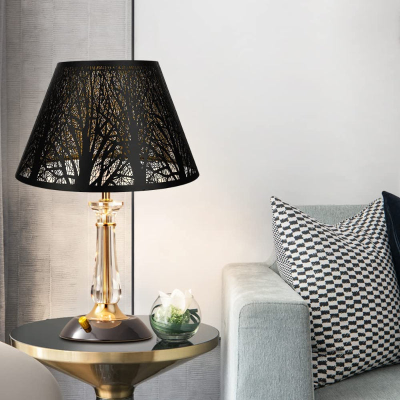 Medium Lamp Shade, Barrel Fabric Shade for Table and Floor Lamp, 7x13x7.8 Inch, Natural Linen, Handmade, Spider (White)