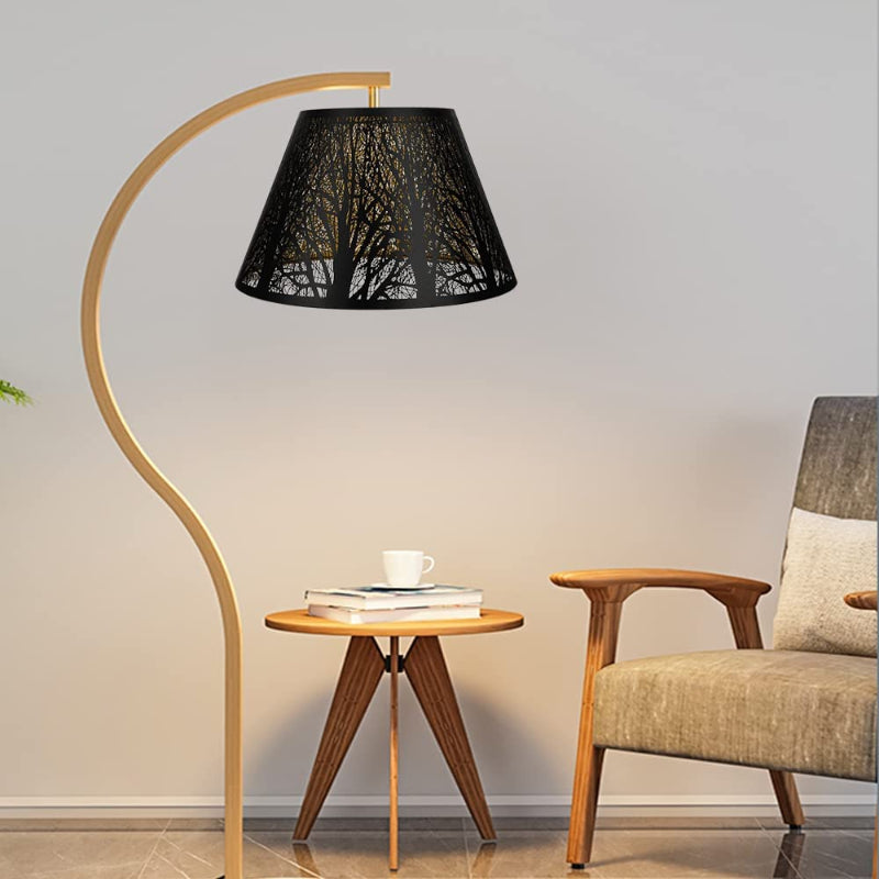 Medium Lamp Shade, Barrel Fabric Shade for Table and Floor Lamp, 7x13x7.8 Inch, Natural Linen, Handmade, Spider (White)