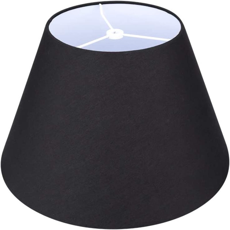 Medium Lamp Shade, Barrel Fabric Shade for Table and Floor Lamp, 7x13x7.8 Inch, Natural Linen, Handmade, Spider (White)