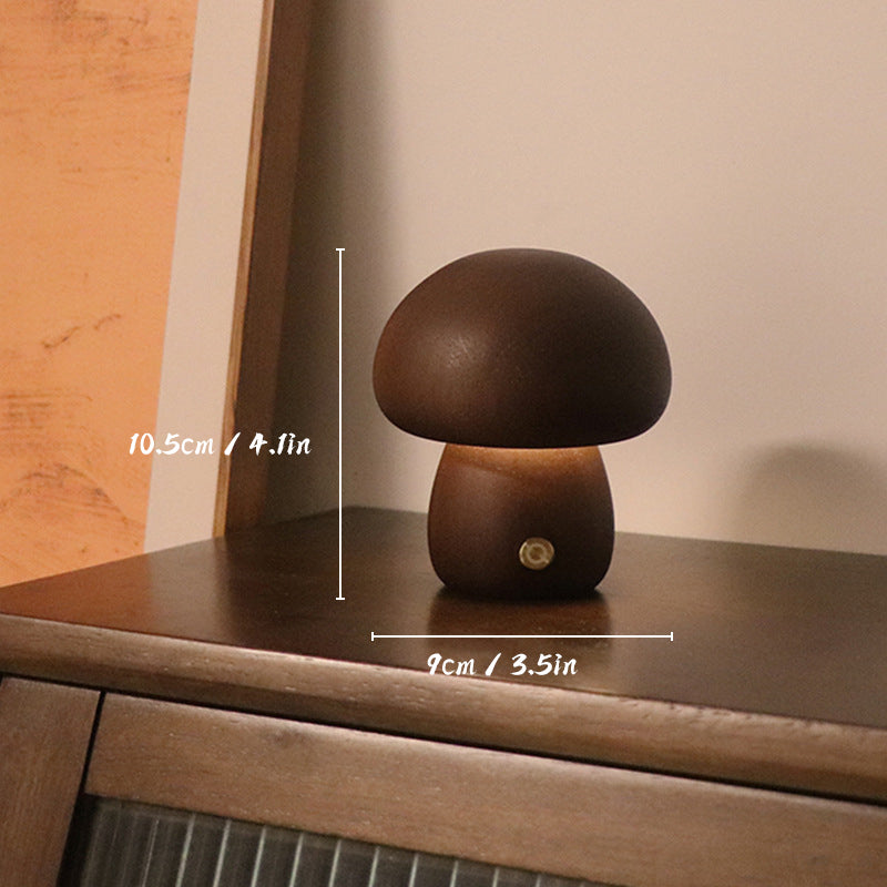 EcoGlow Rechargeable Wooden Mushroom Table Lamp