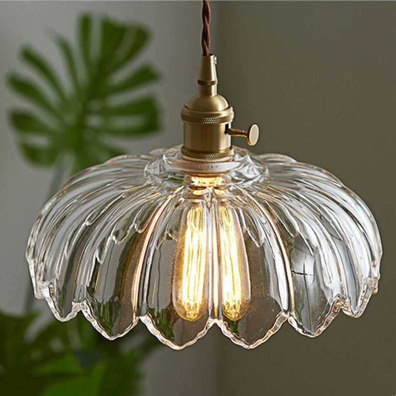 Vintage Glazed Floral Hanging Lamp - Elegant Glass Pendant