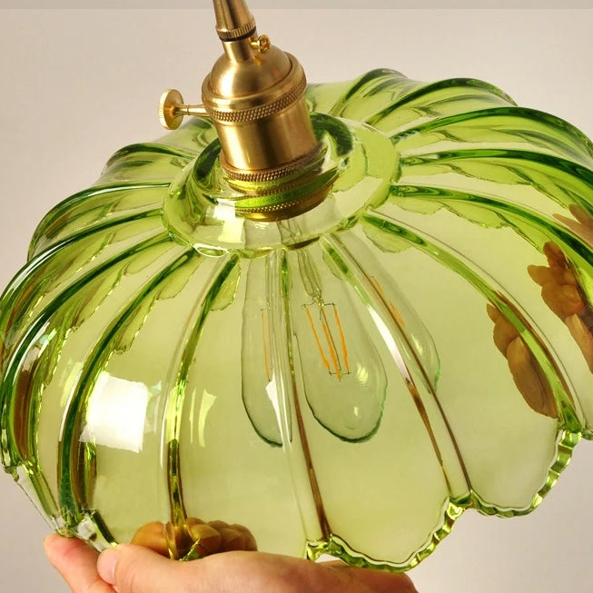 Vintage Glazed Floral Hanging Lamp - Elegant Glass Pendant