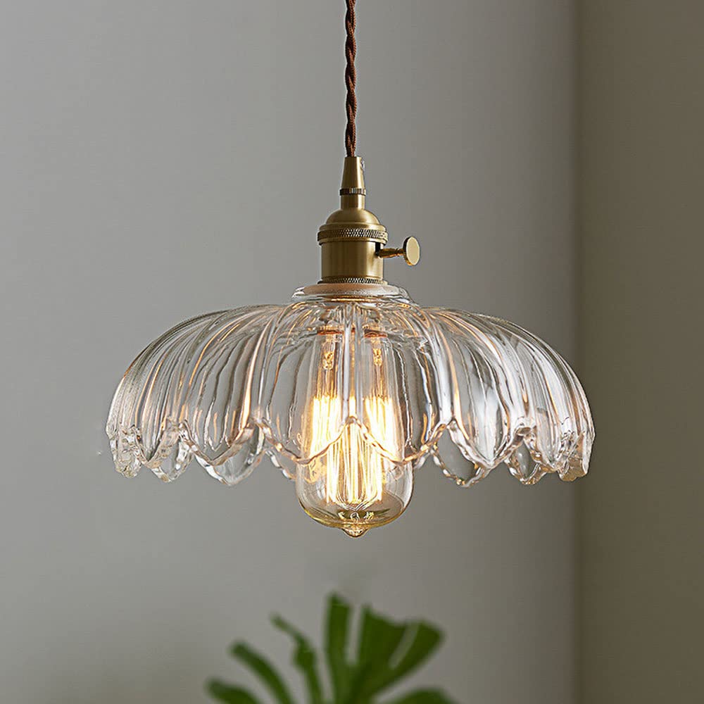 Vintage Glazed Floral Hanging Lamp - Elegant Glass Pendant