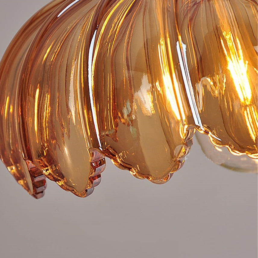 Vintage Glazed Floral Hanging Lamp - Elegant Glass Pendant
