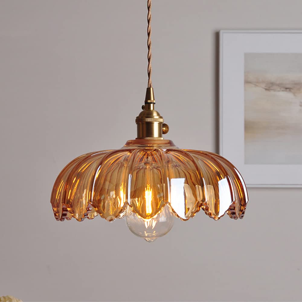 Vintage Glazed Floral Hanging Lamp - Elegant Glass Pendant