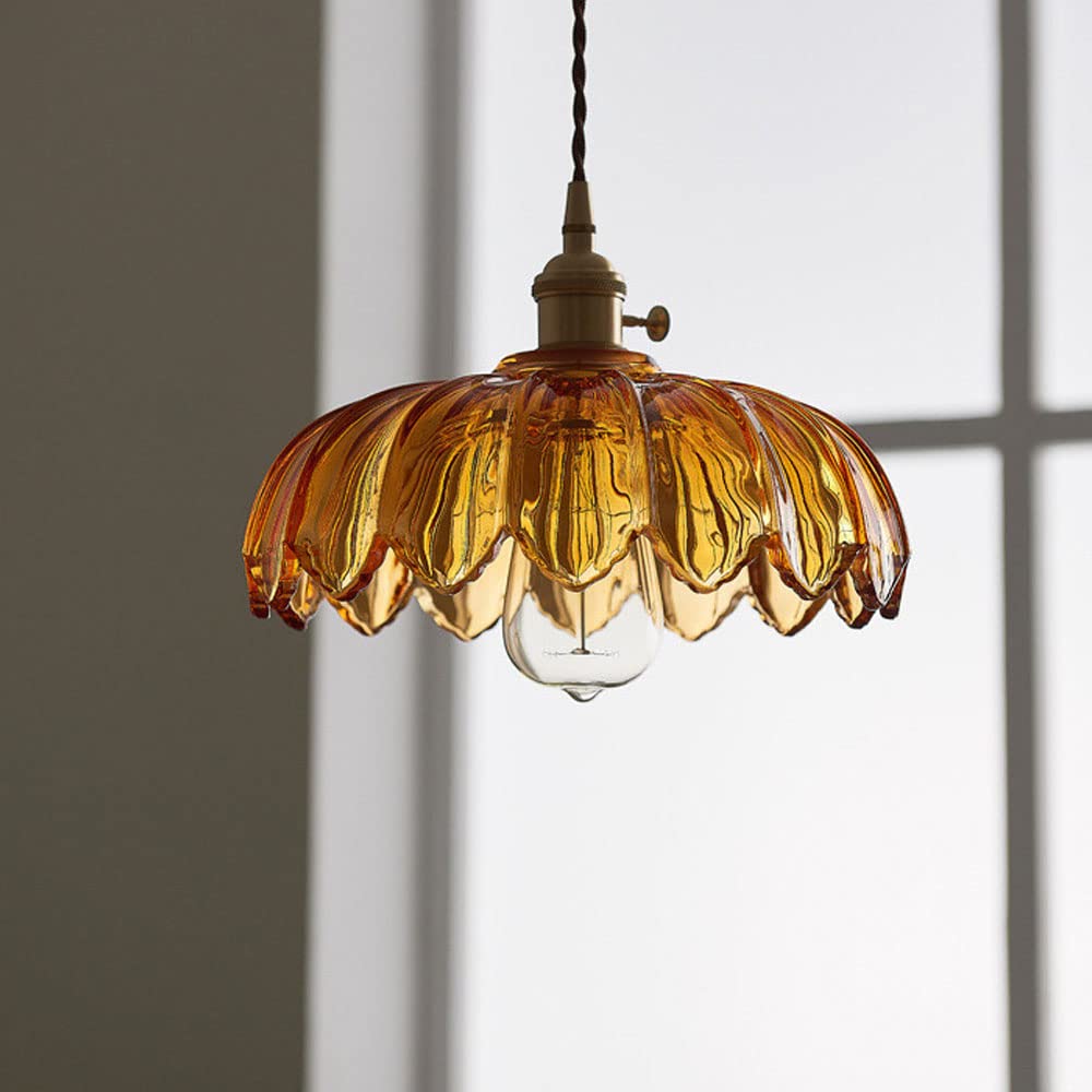 Vintage Glazed Floral Hanging Lamp - Elegant Glass Pendant