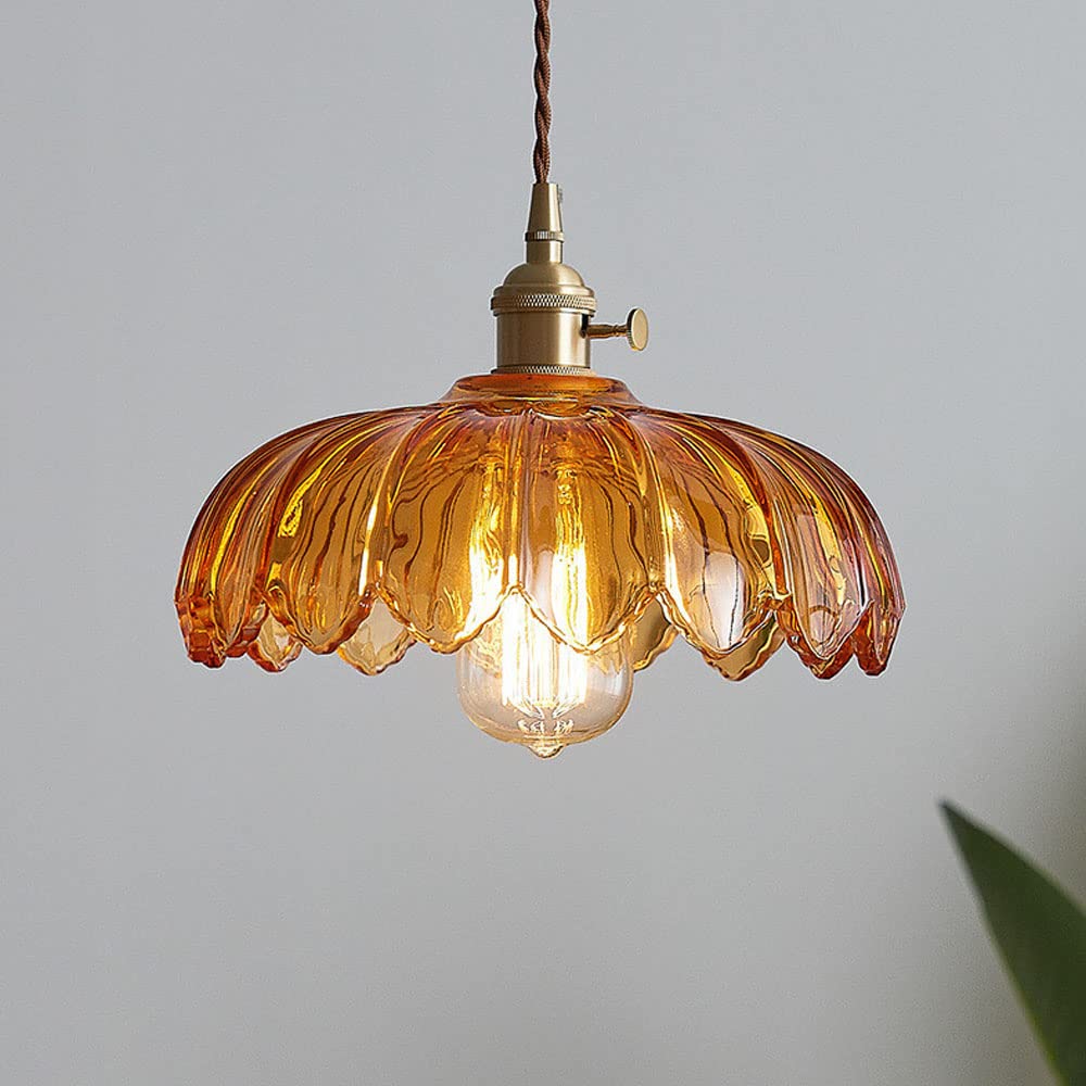 Vintage Glazed Floral Hanging Lamp - Elegant Glass Pendant