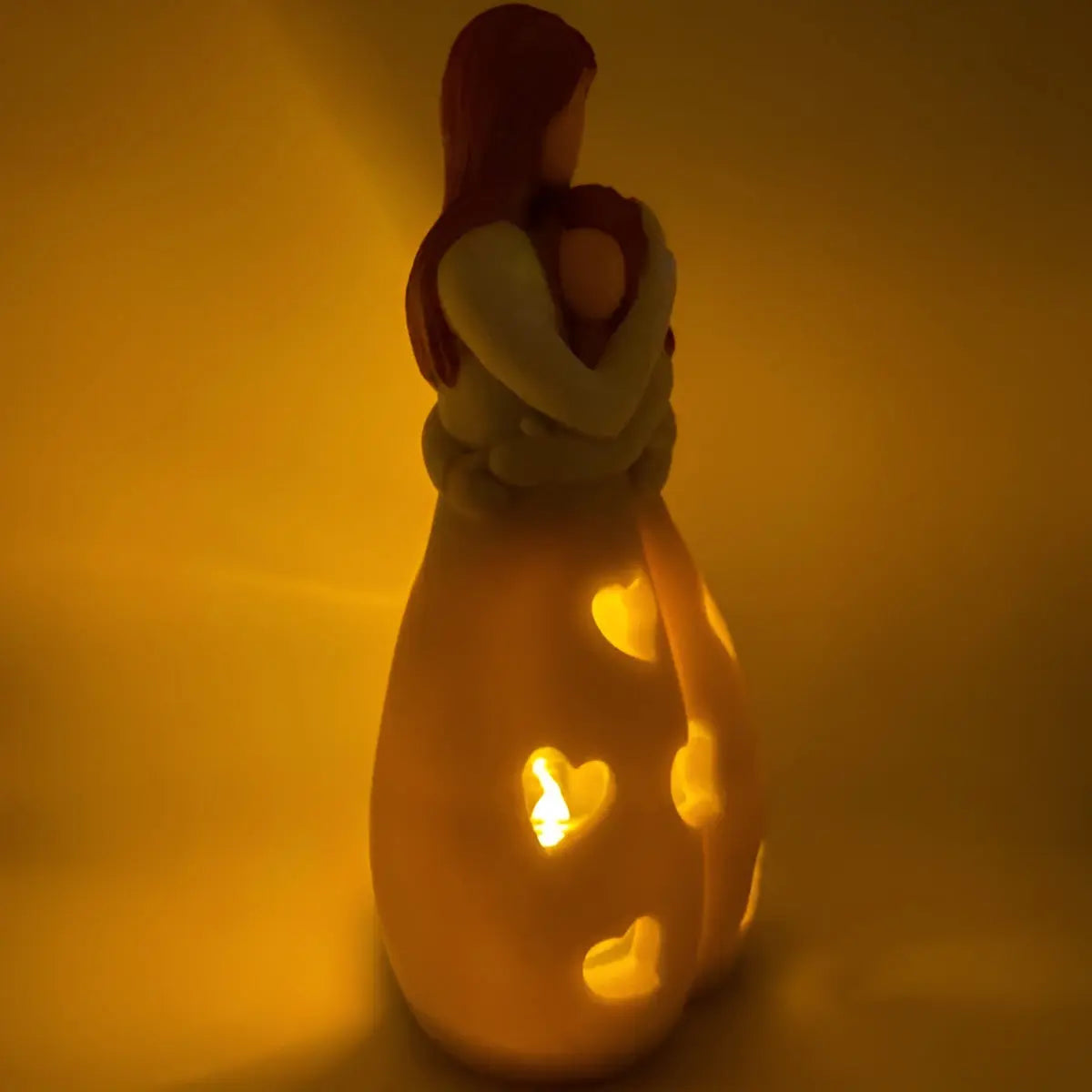 Figurative Candle Holder - Embrace Mother Daughter - Flickering Light