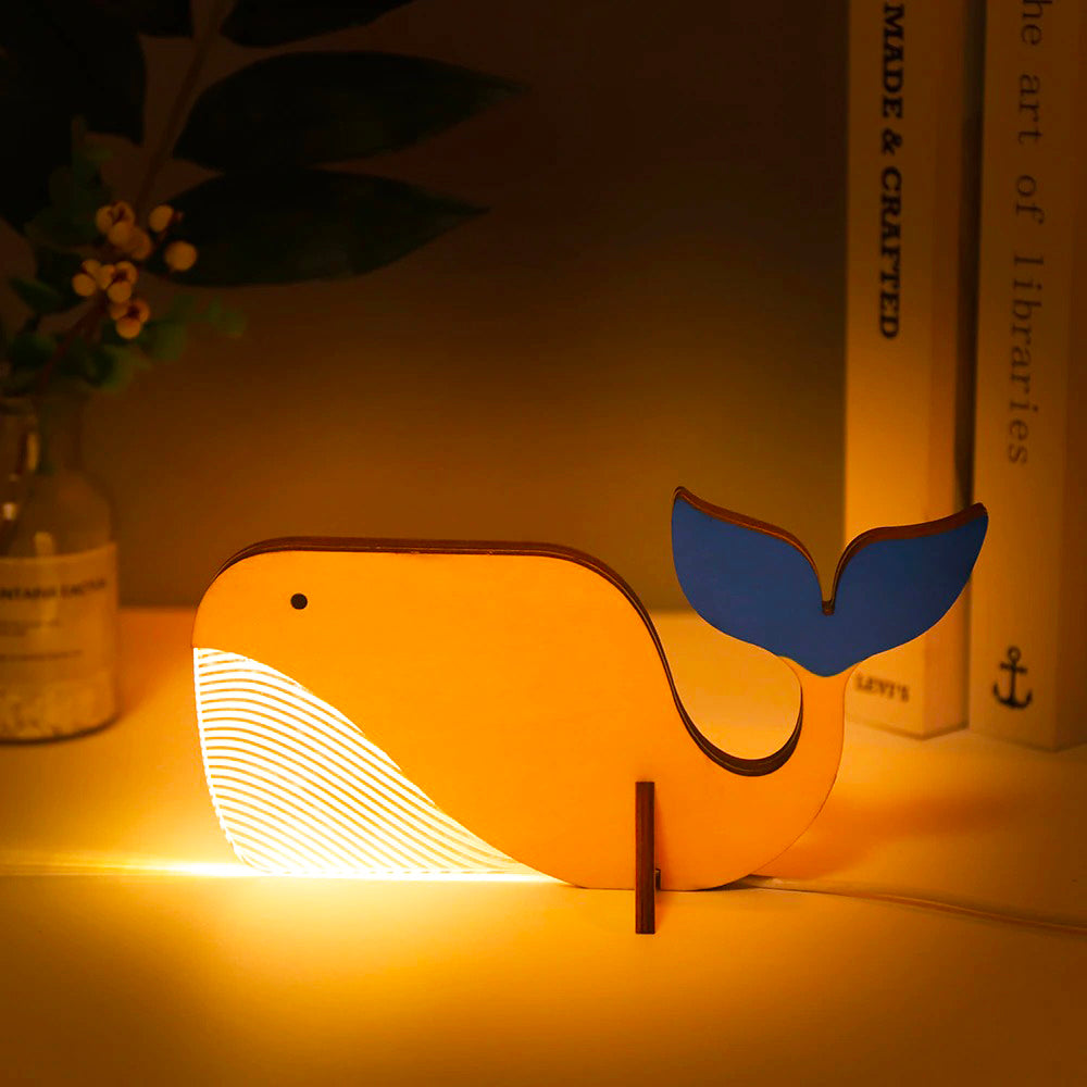 Kids Animal Table Lamp - Wooden & Acrylic Night Light