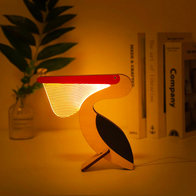 Kids Animal Table Lamp - Wooden & Acrylic Night Light