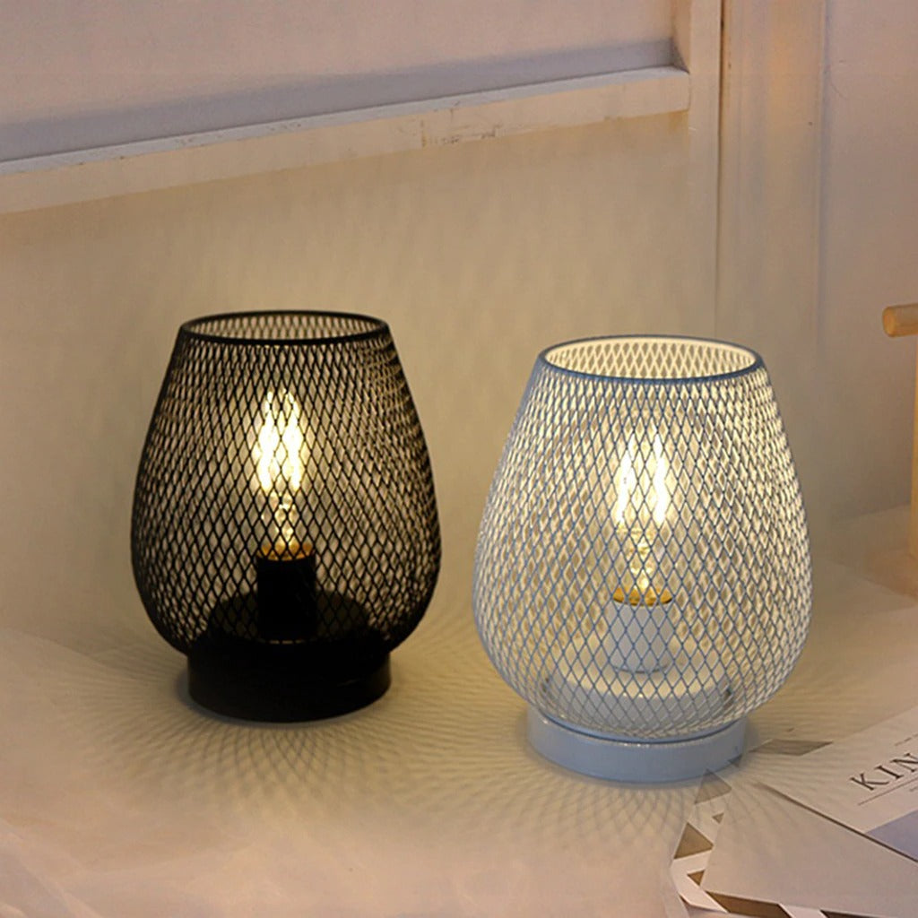 Cage Industrial Table Lamp with LED Light - Stylish Design