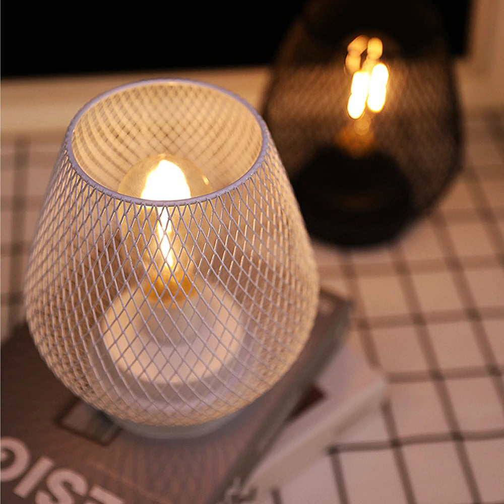 Cage Industrial Table Lamp with LED Light - Stylish Design