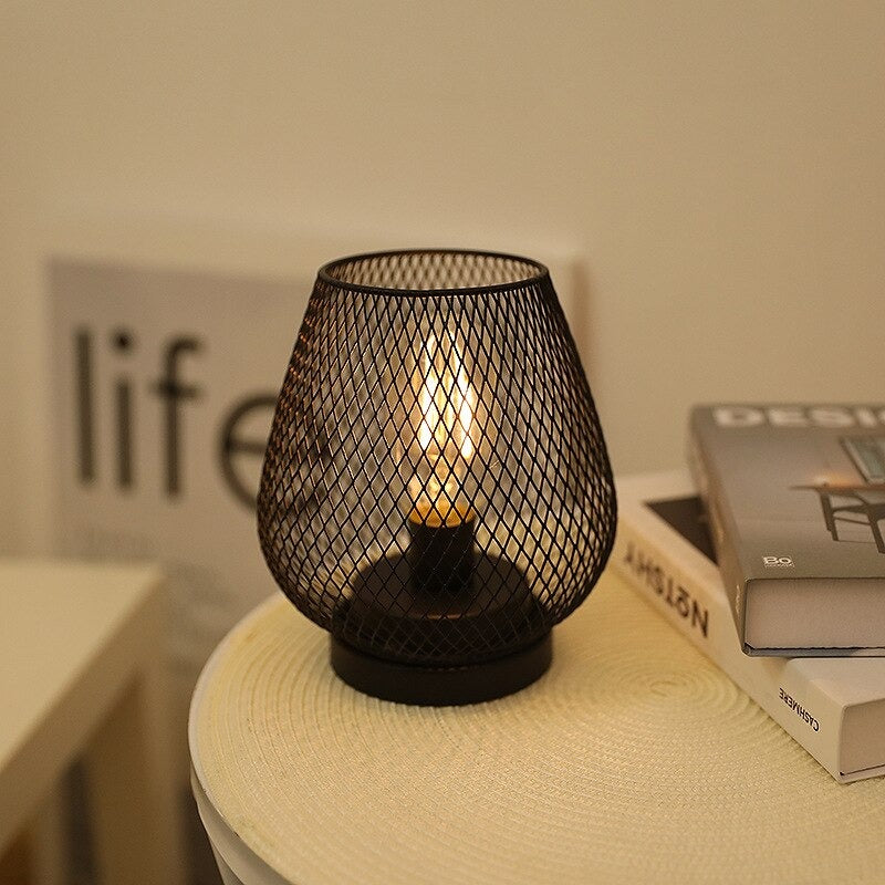 Cage Industrial Table Lamp with LED Light - Stylish Design