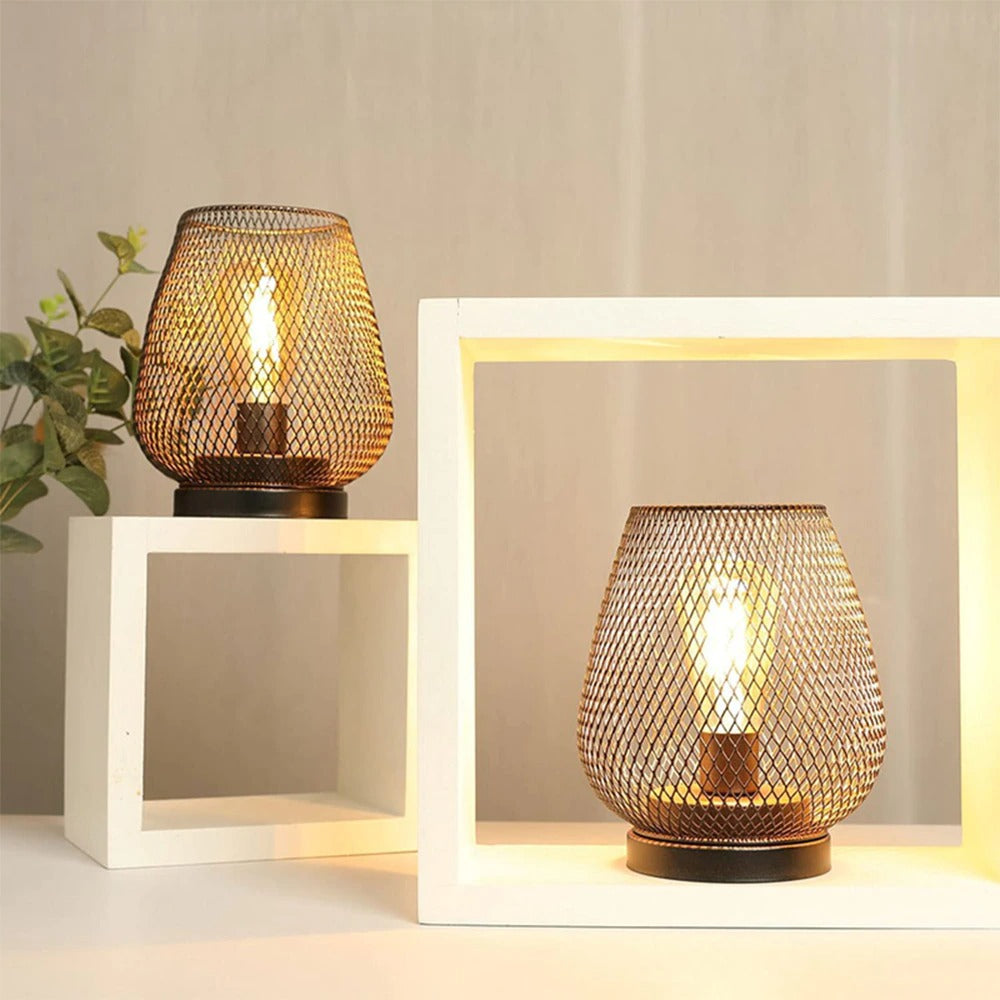 Cage Industrial Table Lamp with LED Light - Stylish Design