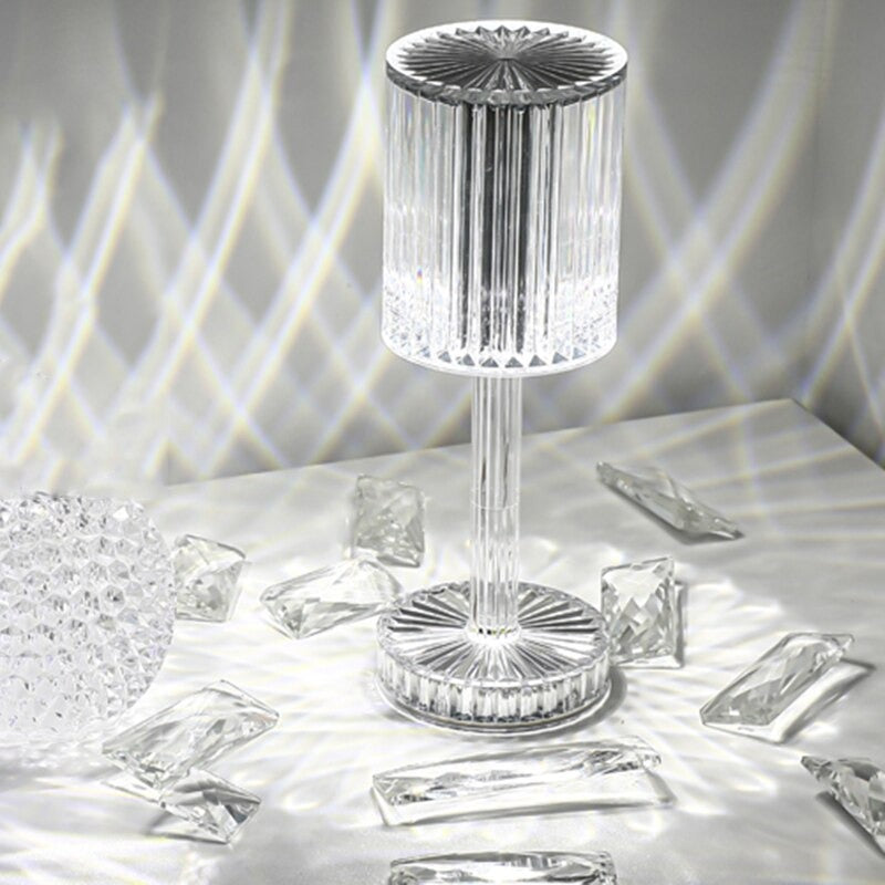 Round Diamond-Shaped LED Table Lamp for Bedroom Decor