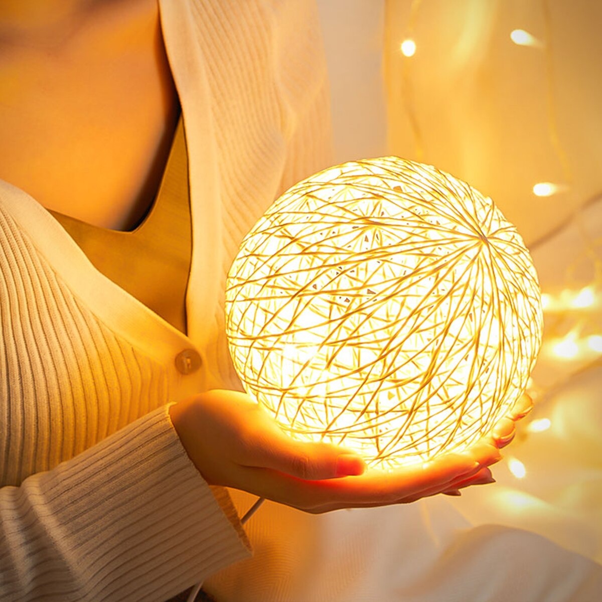 Rattan Moon Night Lamp - Elegant Book-Shaped Design