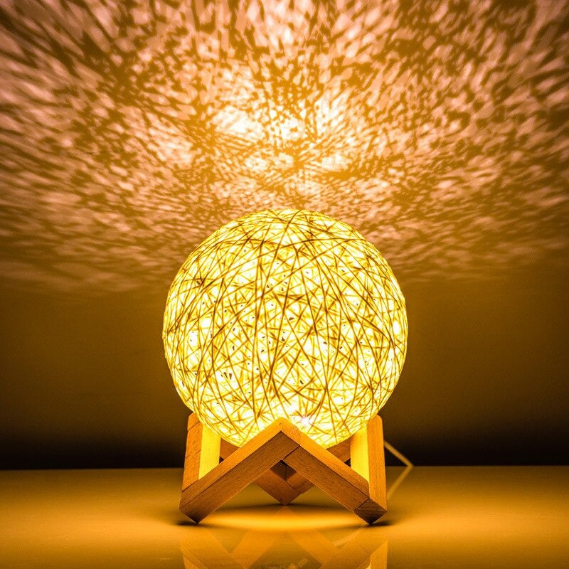 Rattan Moon Night Lamp - Elegant Book-Shaped Design
