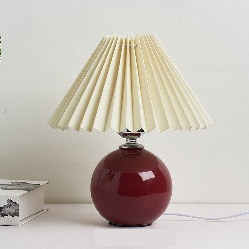 Ceramic Vintage Bedside Lamp with Fabric Shade