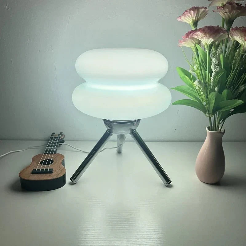 Mid Century Triangle Base LED Table Lamp with USB Port